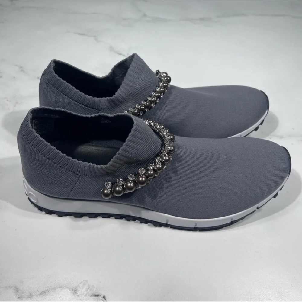 Jimmy Choo Verona Knit Dusk Grey Slip On Sneakers